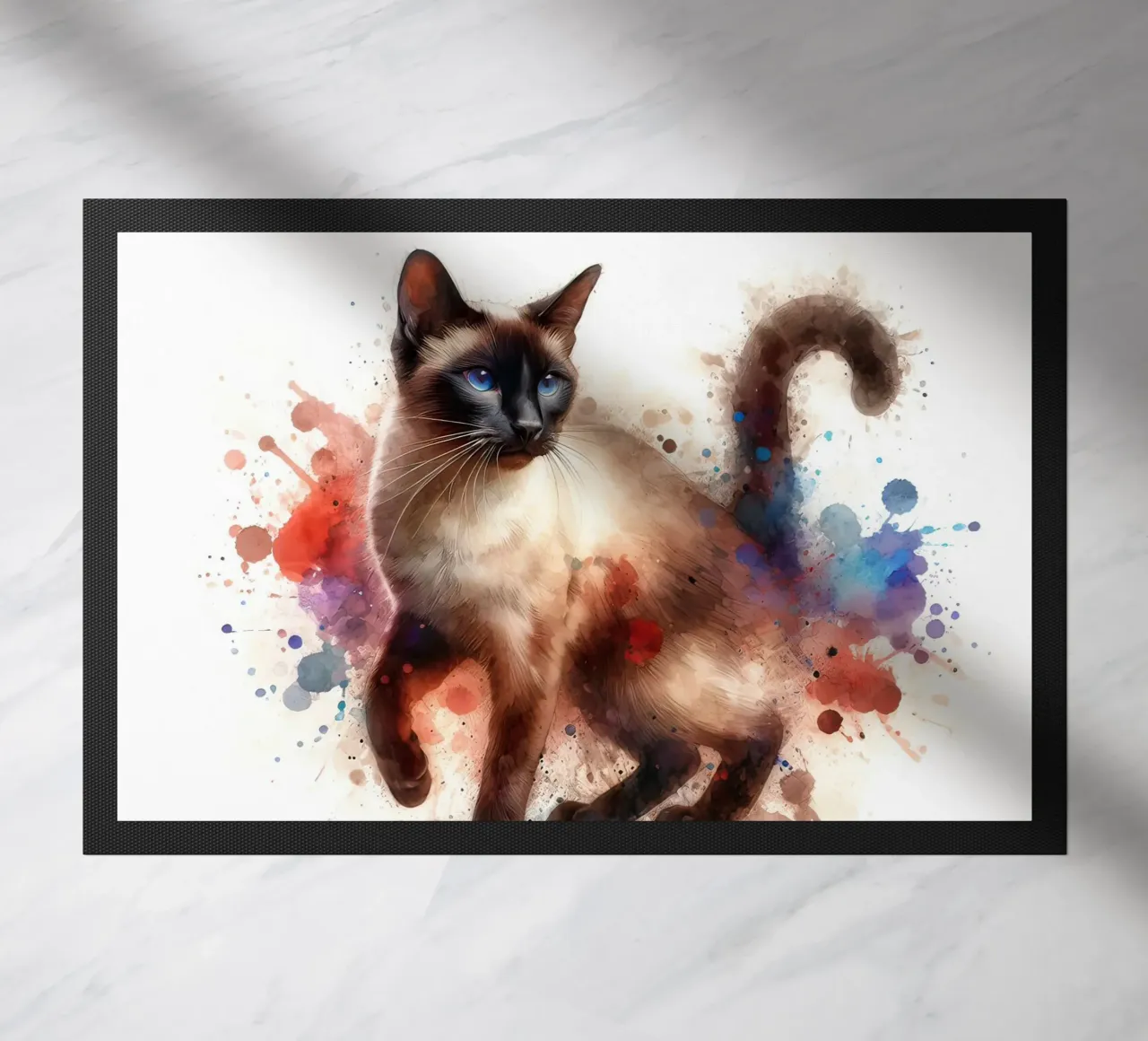 Ritratto di gatto siamese ad acquerello zerbino da 🥝 KIWI STORE
