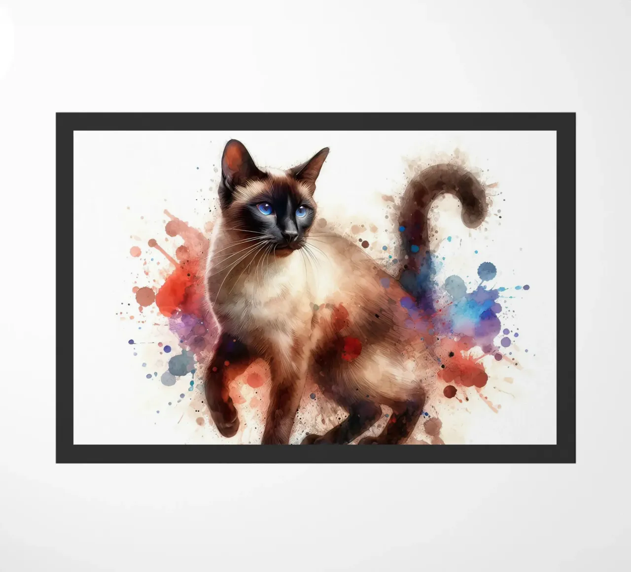 Ritratto di gatto siamese ad acquerello zerbino da 🥝 KIWI STORE
