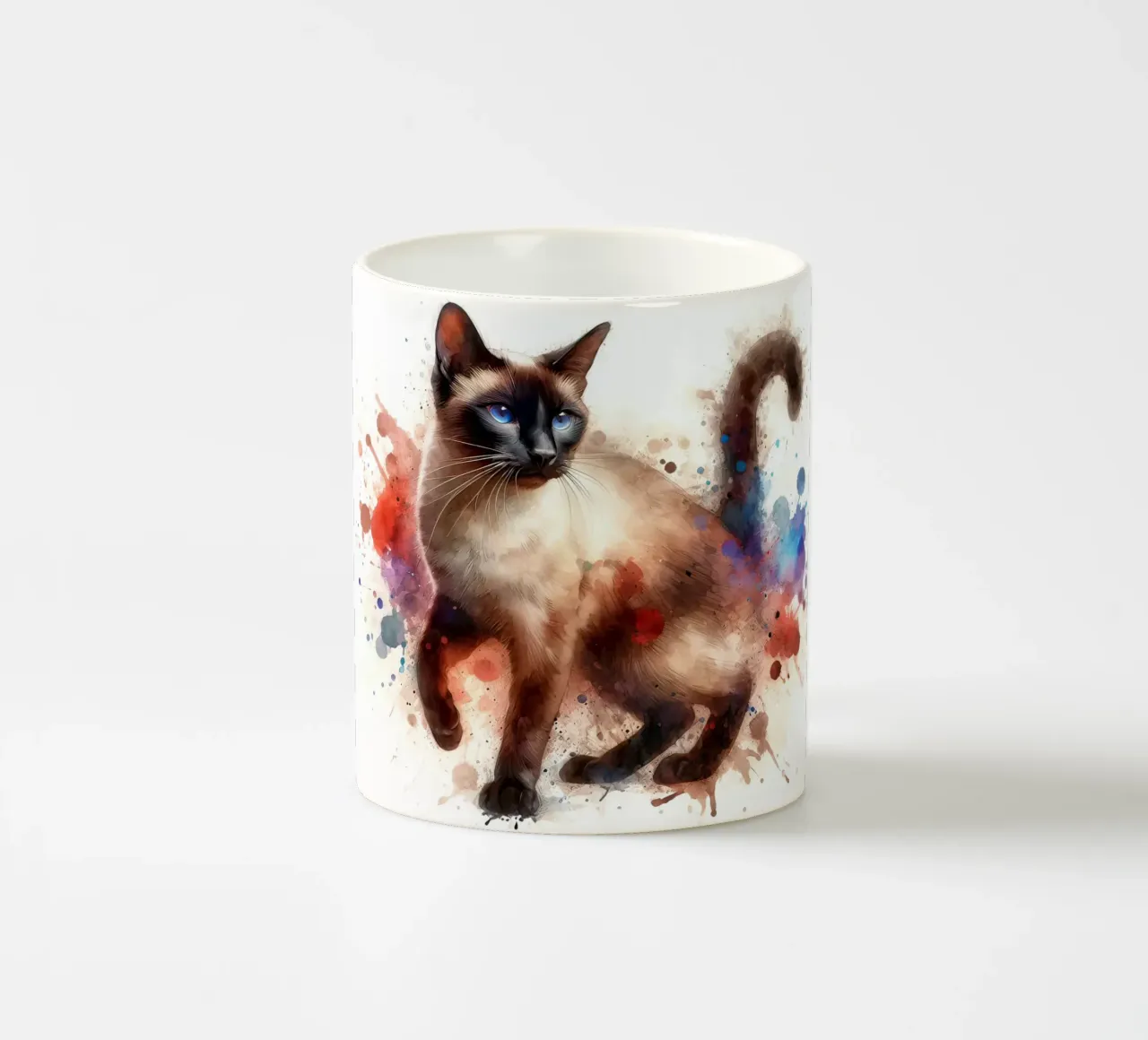 Ritratto di gatto siamese ad acquerello tazza in ceramica da 🥝 KIWI STORE