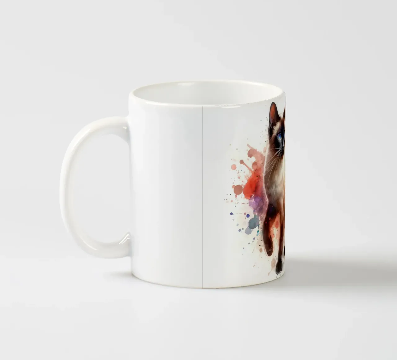 Ritratto di gatto siamese ad acquerello tazza in ceramica da 🥝 KIWI STORE