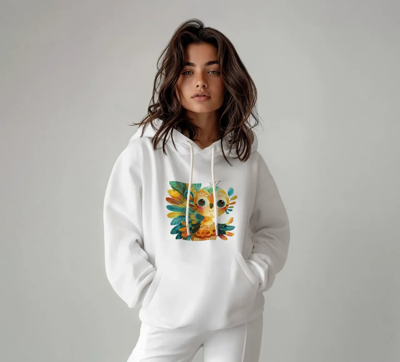 Allegro pavone con piume decorative e capriccioso felpa con cappuccio da DesignDoodle