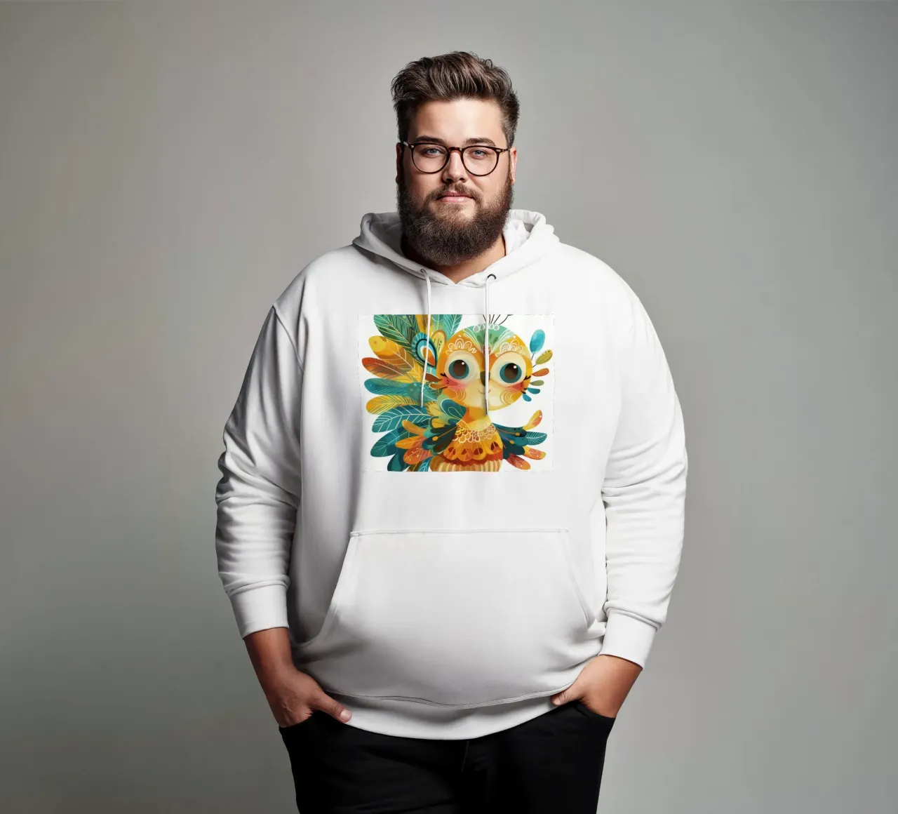 Allegro pavone con piume decorative e capriccioso felpa con cappuccio da DesignDoodle