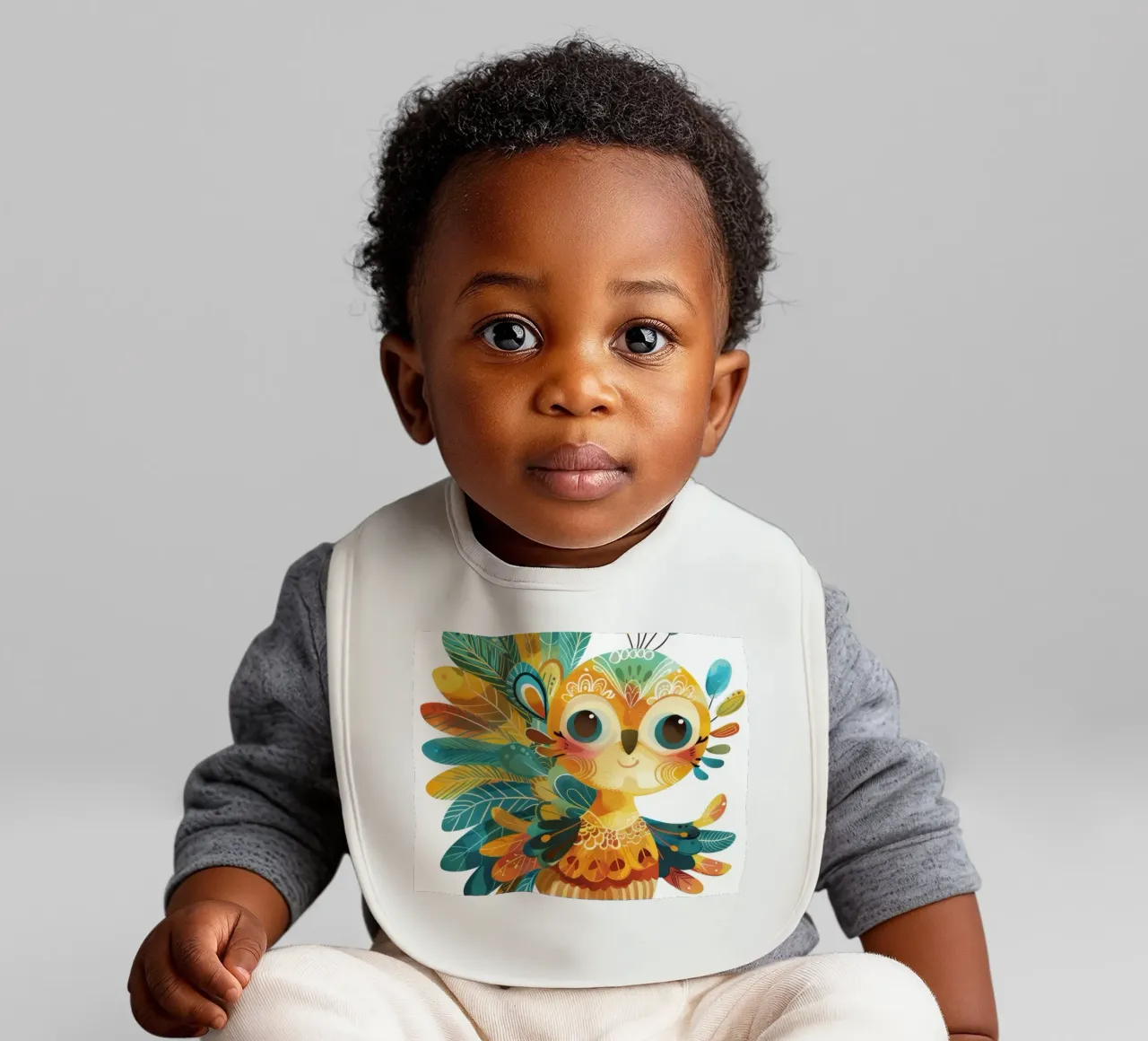 Allegro pavone con piume decorative e capriccioso bavaglino da DesignDoodle