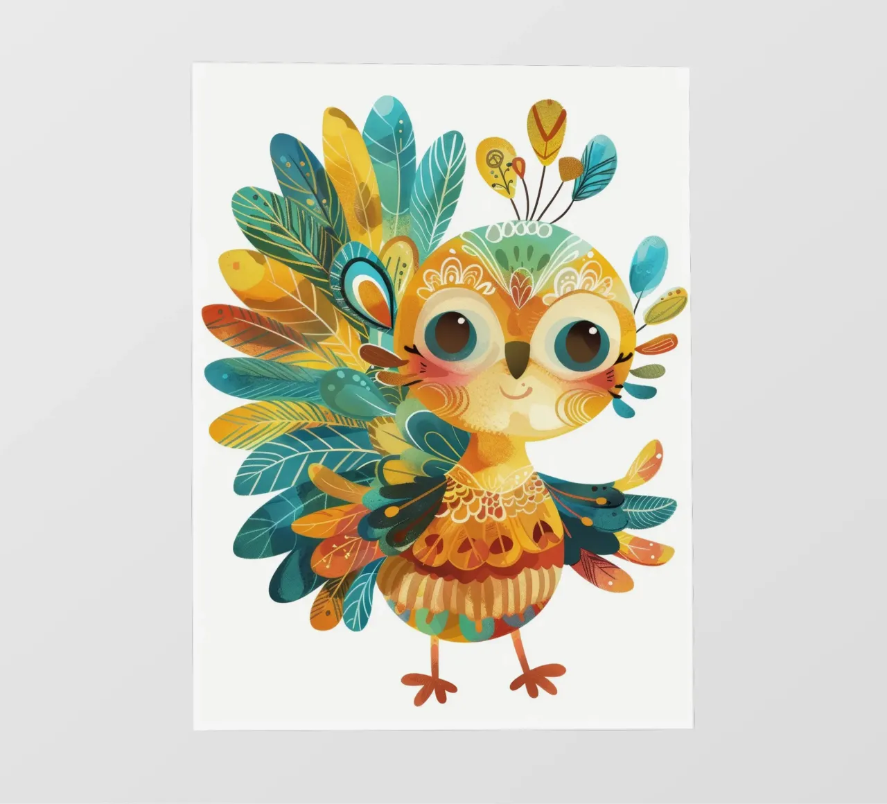Allegro pavone con piume decorative e capriccioso pellicola backlit da DesignDoodle