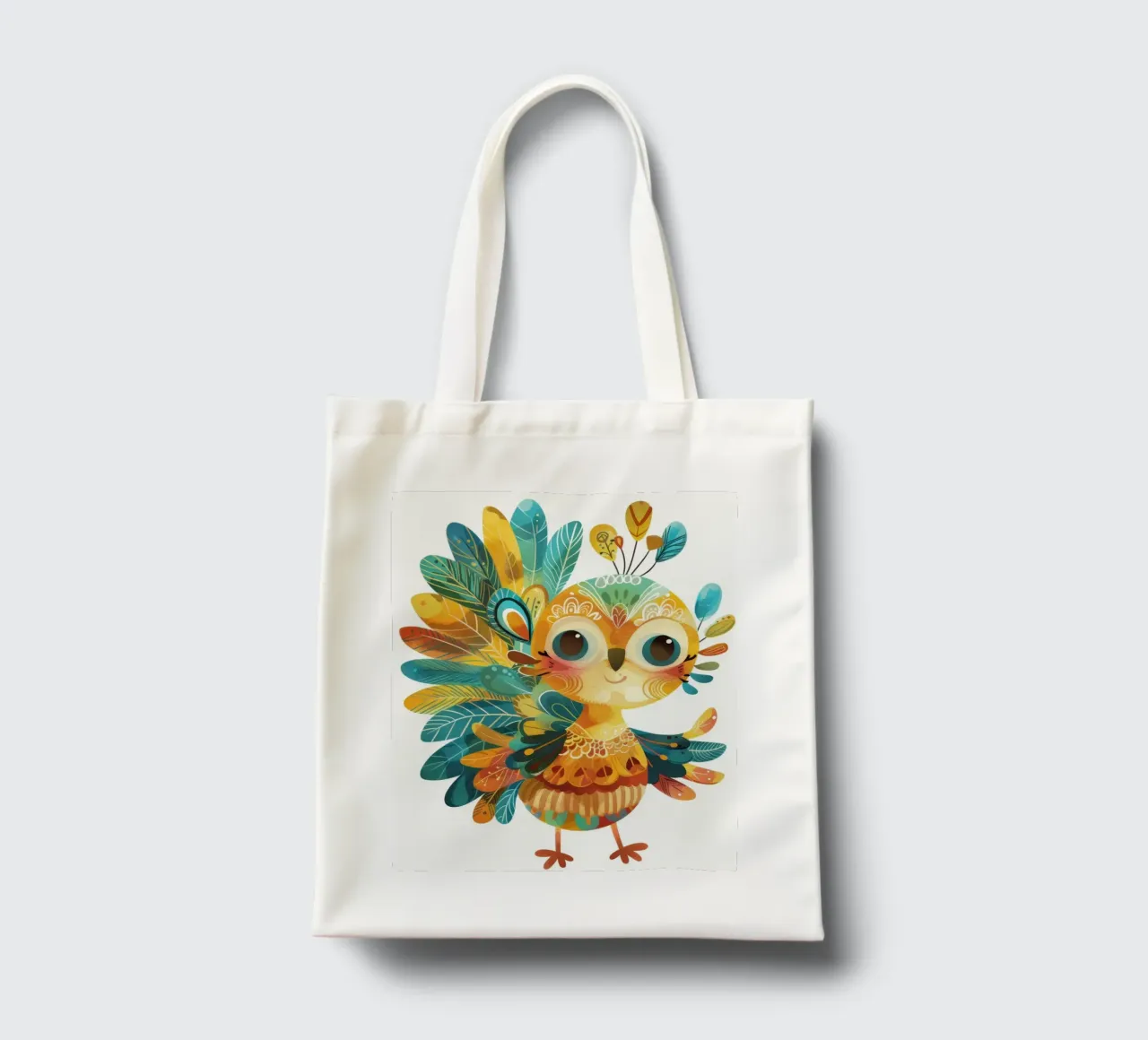 Allegro pavone con piume decorative e capriccioso borsa in juta da DesignDoodle