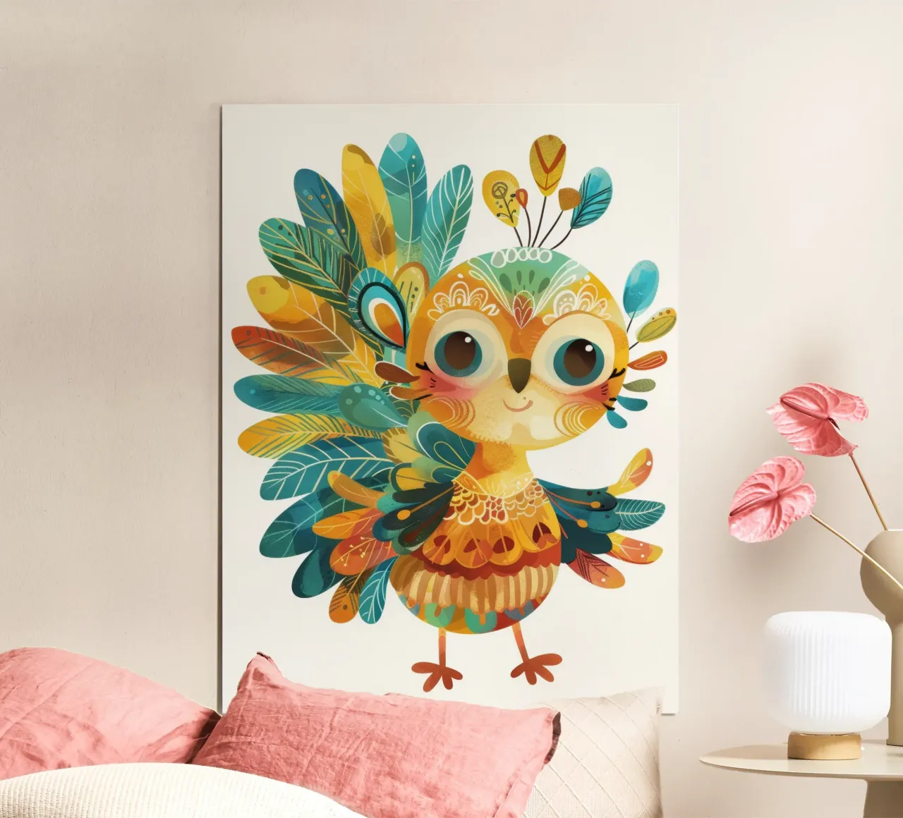 Allegro pavone con piume decorative e capriccioso carta hahnemühle da DesignDoodle