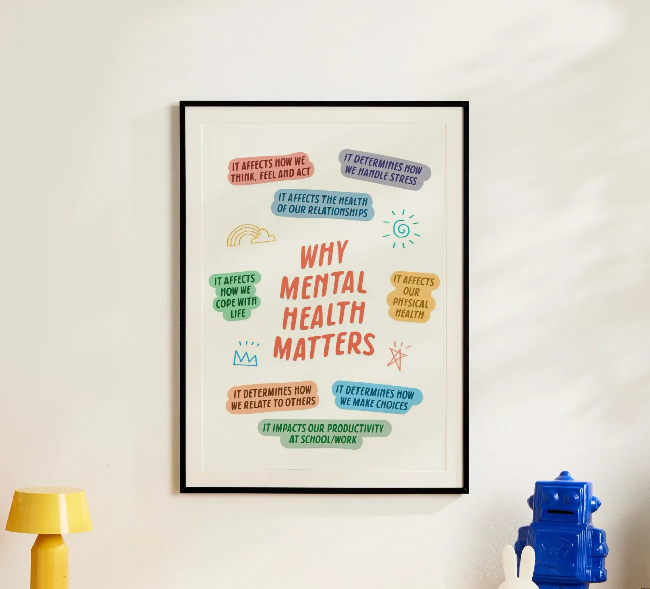 Perché la salute mentale è importante poster con telaio in legno da Eva Rogers