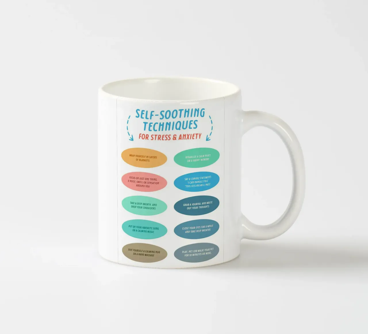 Tecniche di auto-rilassamento per lo stress e l'ansia tazza in ceramica da Eva Rogers