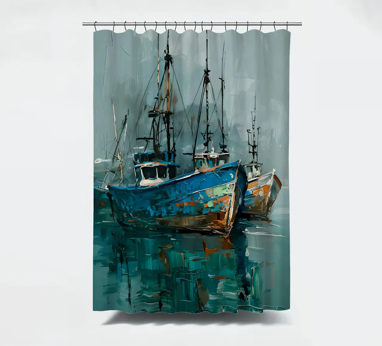 Fischerboote Malerei Duschvorhang von 🎨 Point and Art