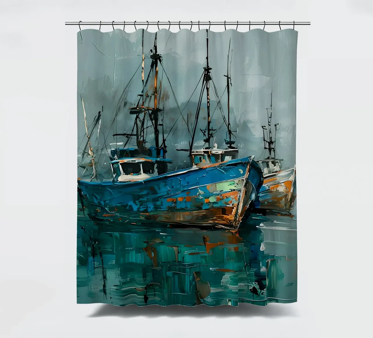 Fischerboote Malerei Duschvorhang von 🎨 Point and Art