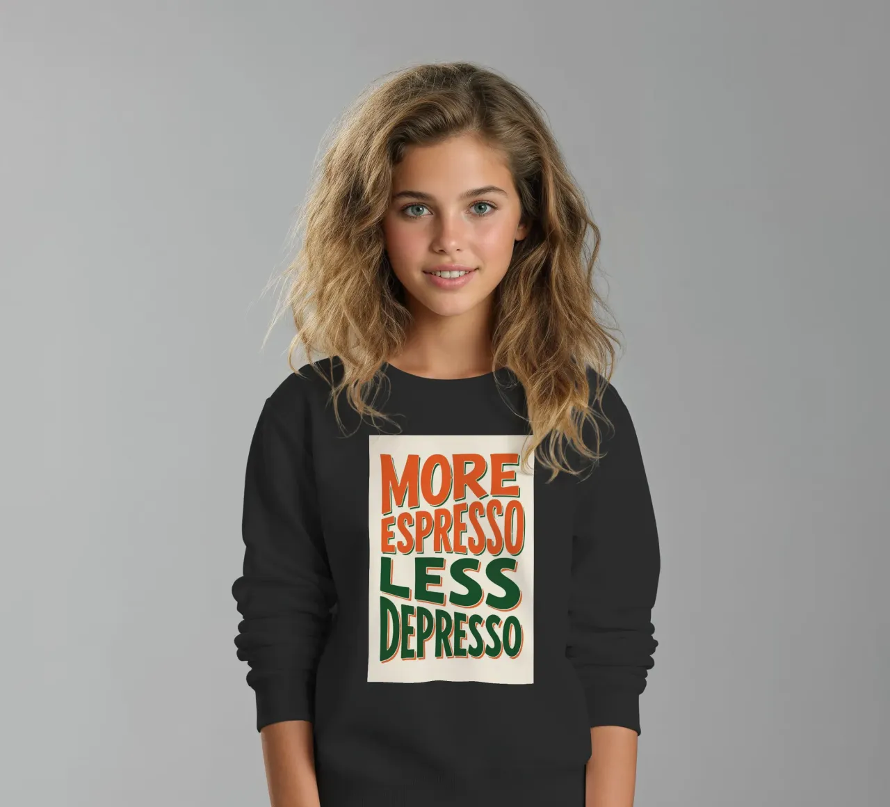 More Espresso, Less Depresso - Espresso Yourself felpa bambino da KUNSTstück