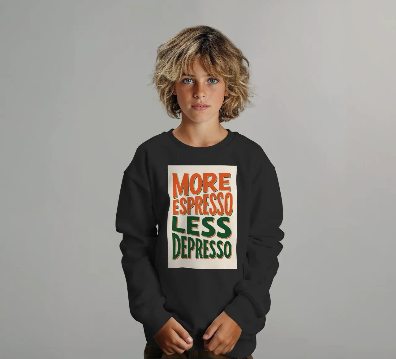 More Espresso, Less Depresso - Espresso Yourself felpa bambino da KUNSTstück