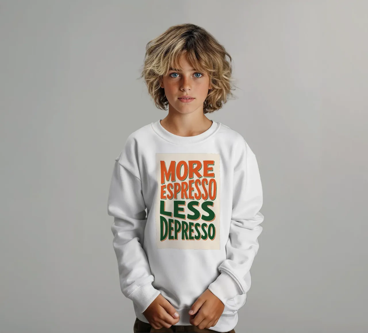 More Espresso, Less Depresso - Espresso Yourself felpa bambino da KUNSTstück