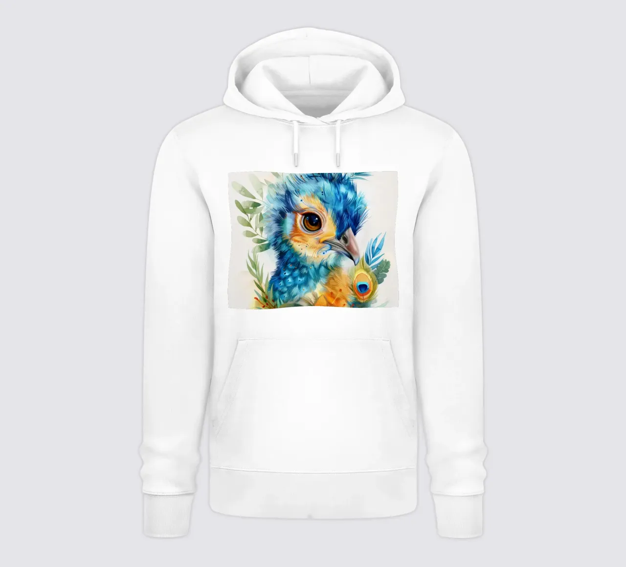 Bellissimo pavone con piume uniche, circondato da una vegetazione lussureggiante. felpa con cappuccio da DesignDoodle