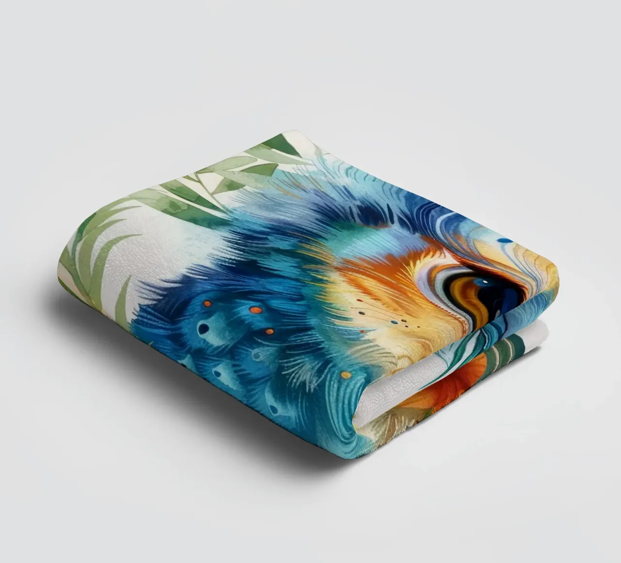 Schöner Pfau mit einzigartigem Gefieder umgeben von üppigem Handtuch von DesignDoodle
