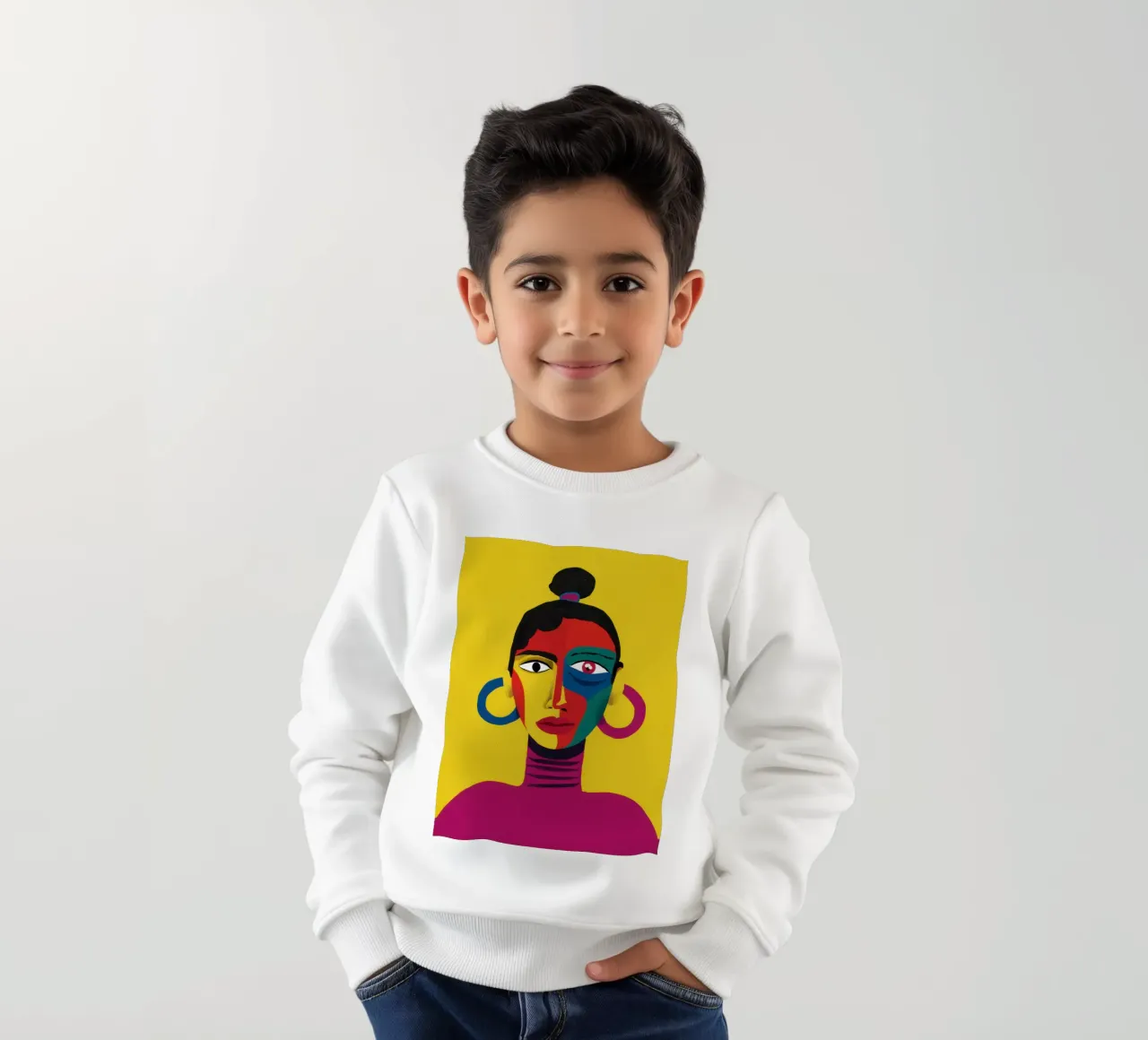 Lebendige abstrakte Visage Kinder Sweatshirt von Flock Reverie