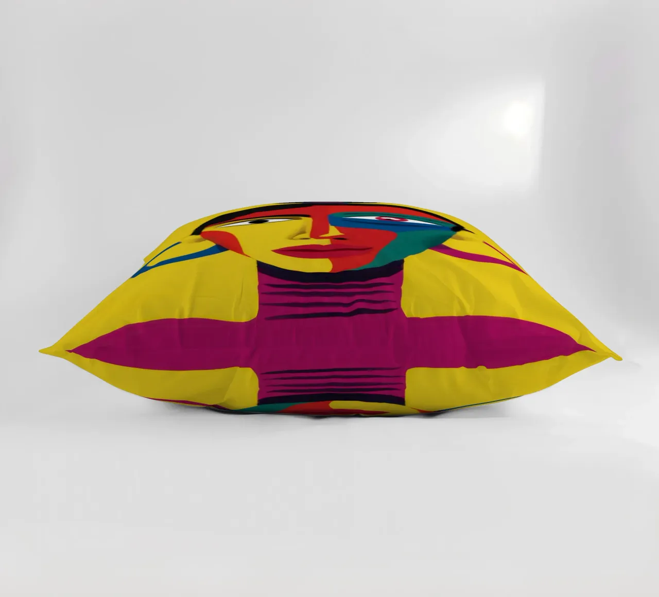 Vibrant Abstract Visage decorative cushion by Flock Reverie