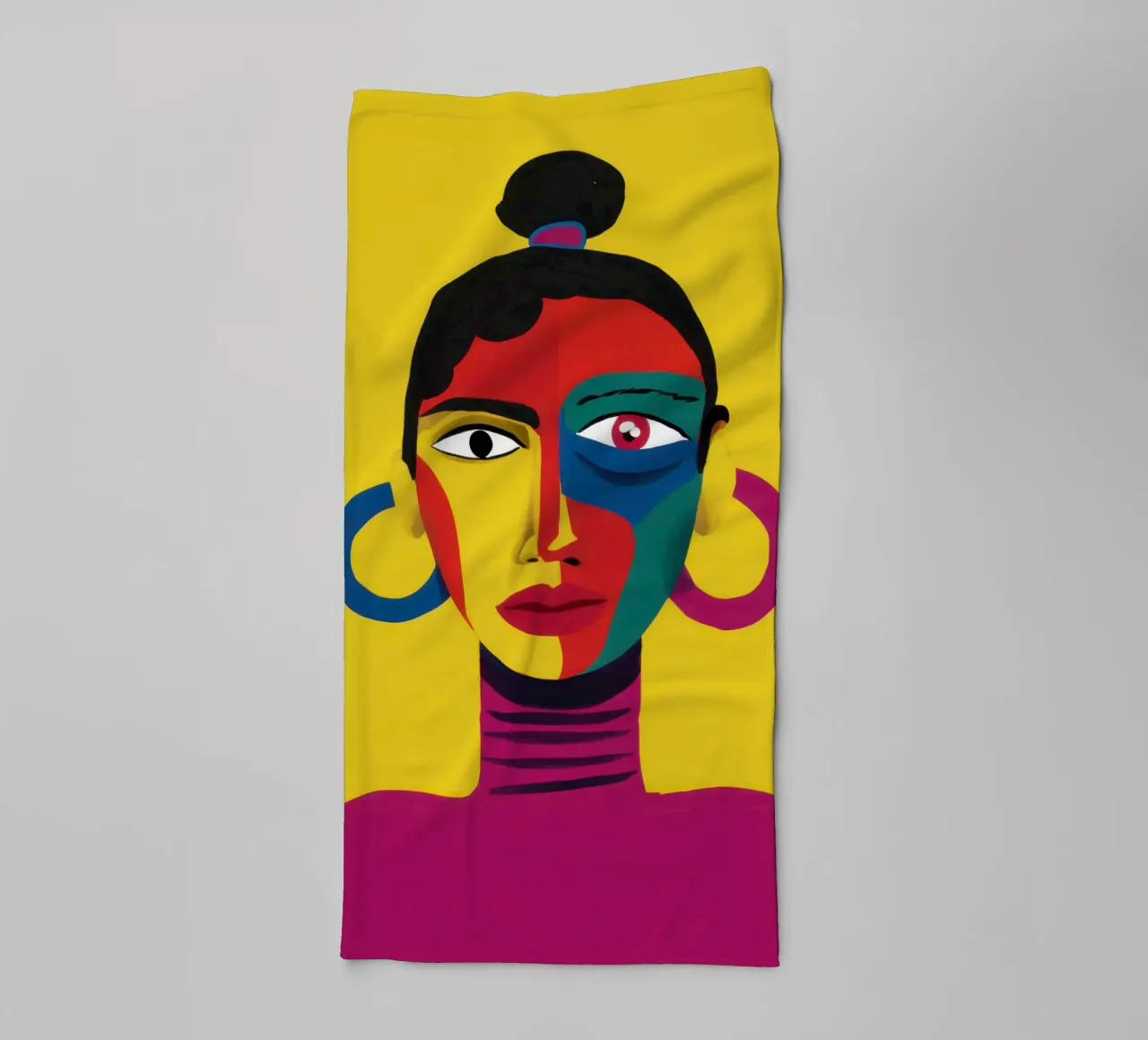 Levendig abstract gezicht badhanddoek van Flock Reverie
