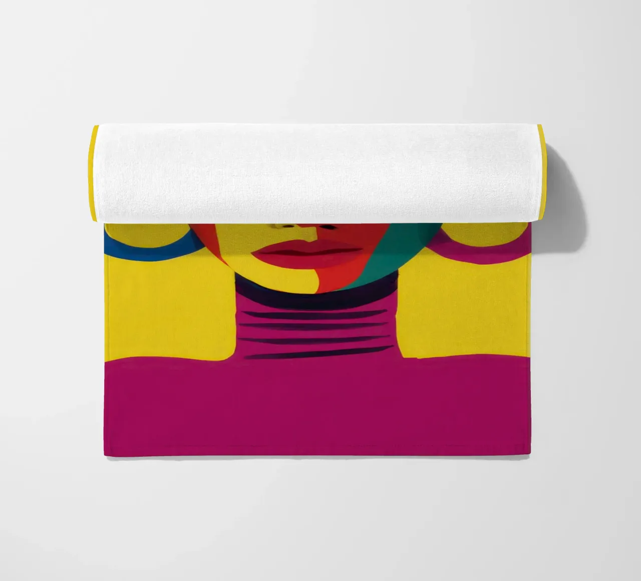 Vibrant Abstract Visage beach towel by Flock Reverie