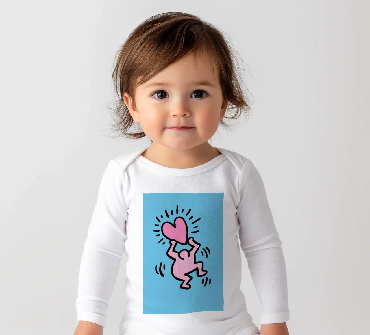 Un amore di popolo - Keith Haring body neonato maniche lunghe da SRI WEDARI GALLERY