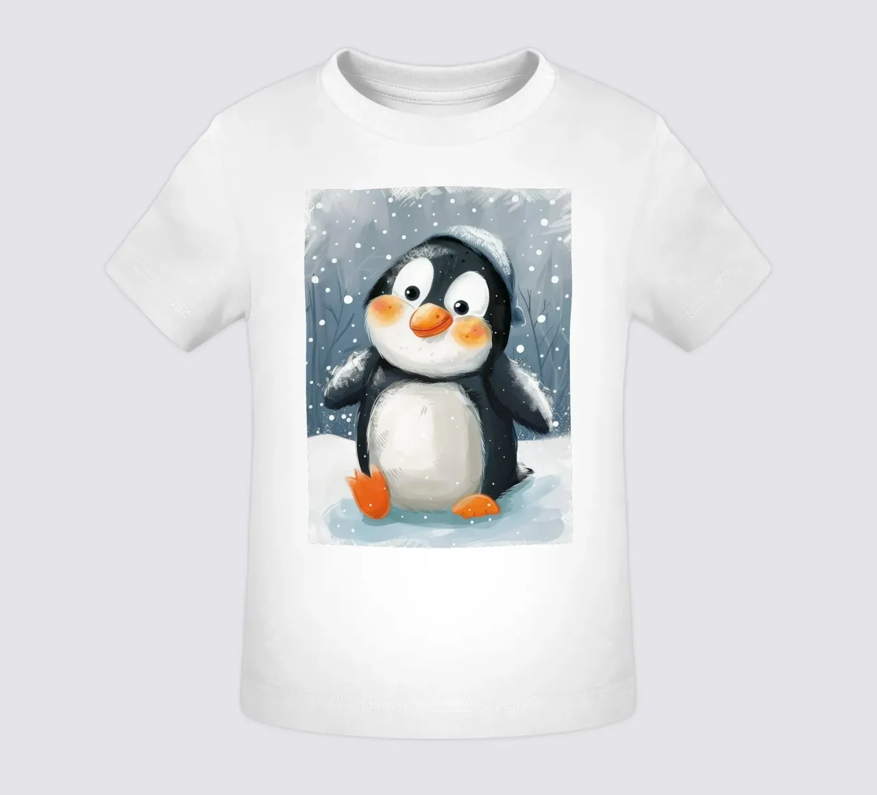 Un simpatico pinguino sguazza nella neve in un paese delle meraviglie invernale maglietta neonato da DesignDoodle