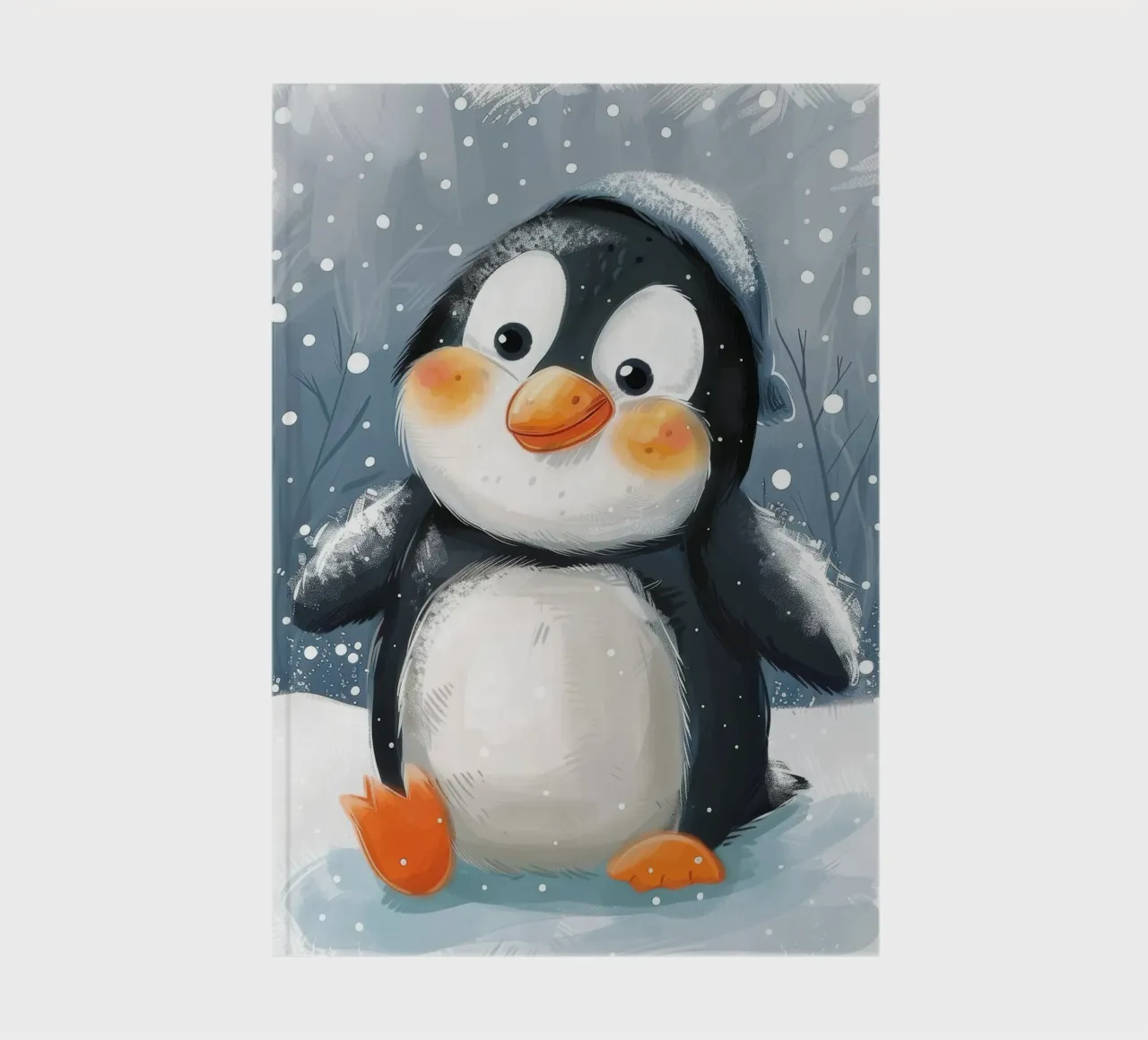 Cute penguin waddles through the snow in a winter wonderland notebook by DesignDoodle