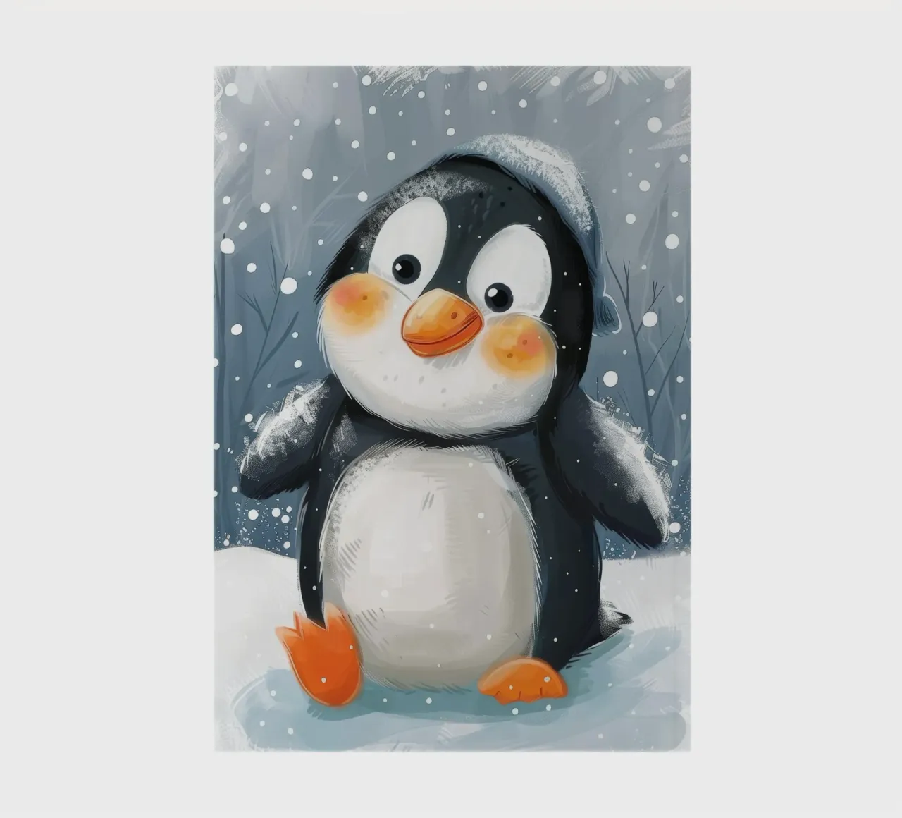 Cute penguin waddles through the snow in a winter wonderland notebook by DesignDoodle