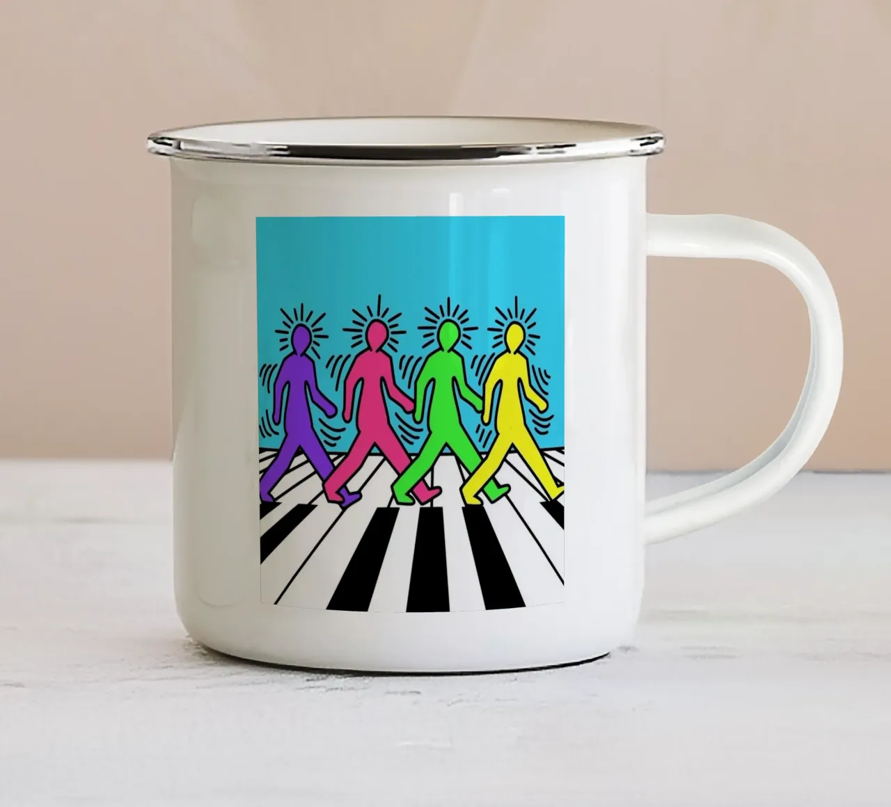 Keith Haring I Beatles Parodi tazza in smalto da SRI WEDARI GALLERY