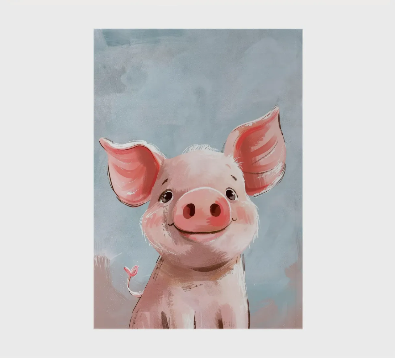 Cute cartoon piglet smiling against a light blue background notebook by DesignDoodle