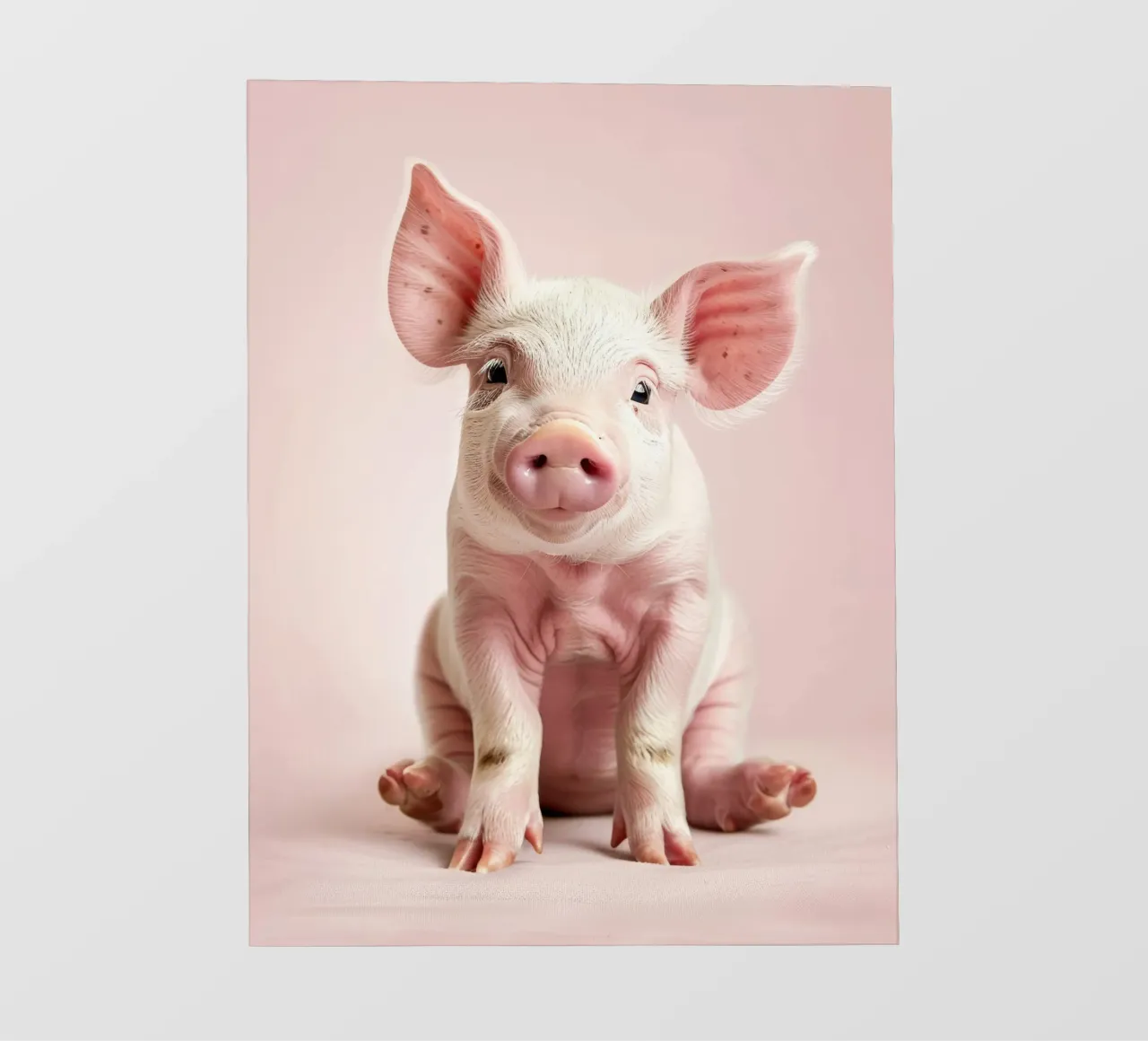 Simpático cerdito sentado tranquilamente sobre un fondo rosa suave lámina retroiluminada de DesignDoodle