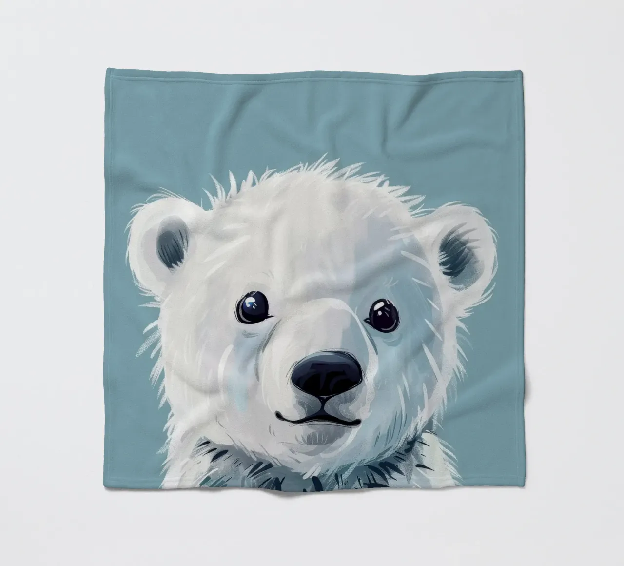 Carino cucciolo di orso polare con espressione giocosa e pelliccia soffice coperta in pile da DesignDoodle
