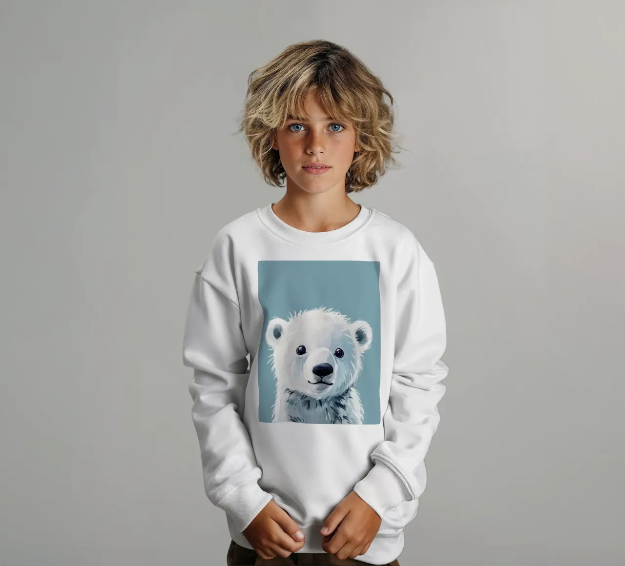 Carino cucciolo di orso polare con espressione giocosa e pelliccia soffice felpa bambino da DesignDoodle