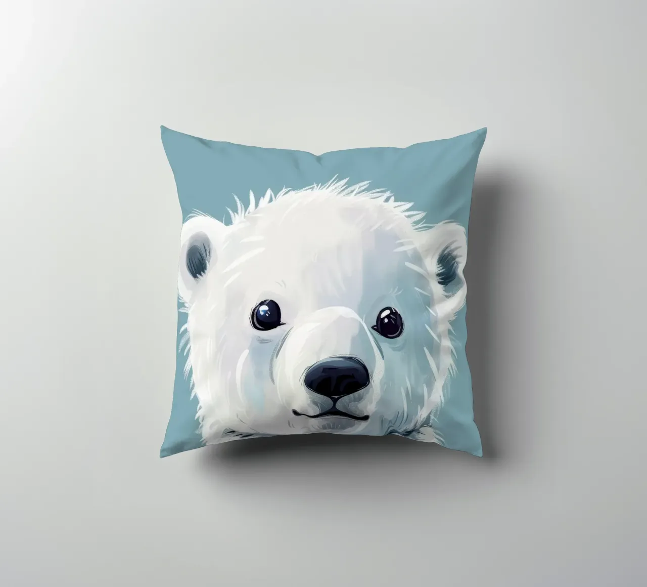 Carino cucciolo di orso polare con espressione giocosa e pelliccia soffice cuscino da DesignDoodle