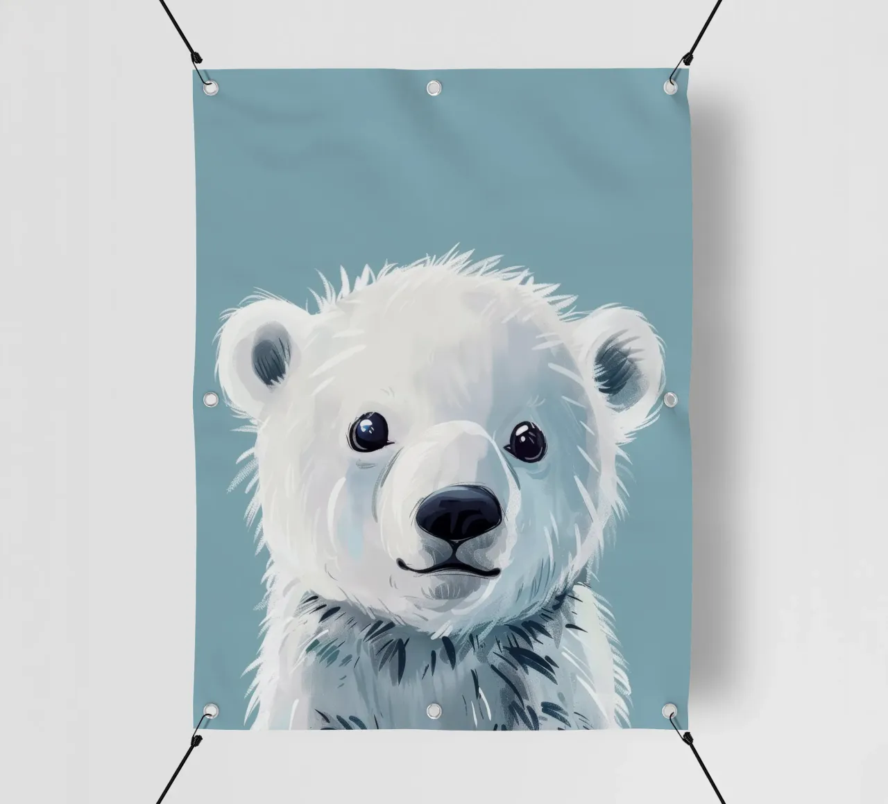 Carino cucciolo di orso polare con espressione giocosa e pelliccia soffice telo in pvc da DesignDoodle