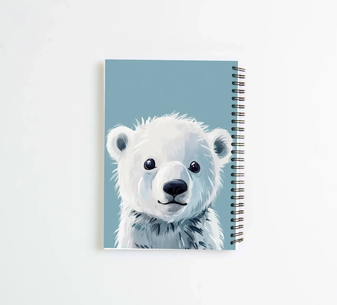 Cute polar bear cub playful expression and fluffy fur spiral notebook by DesignDoodle