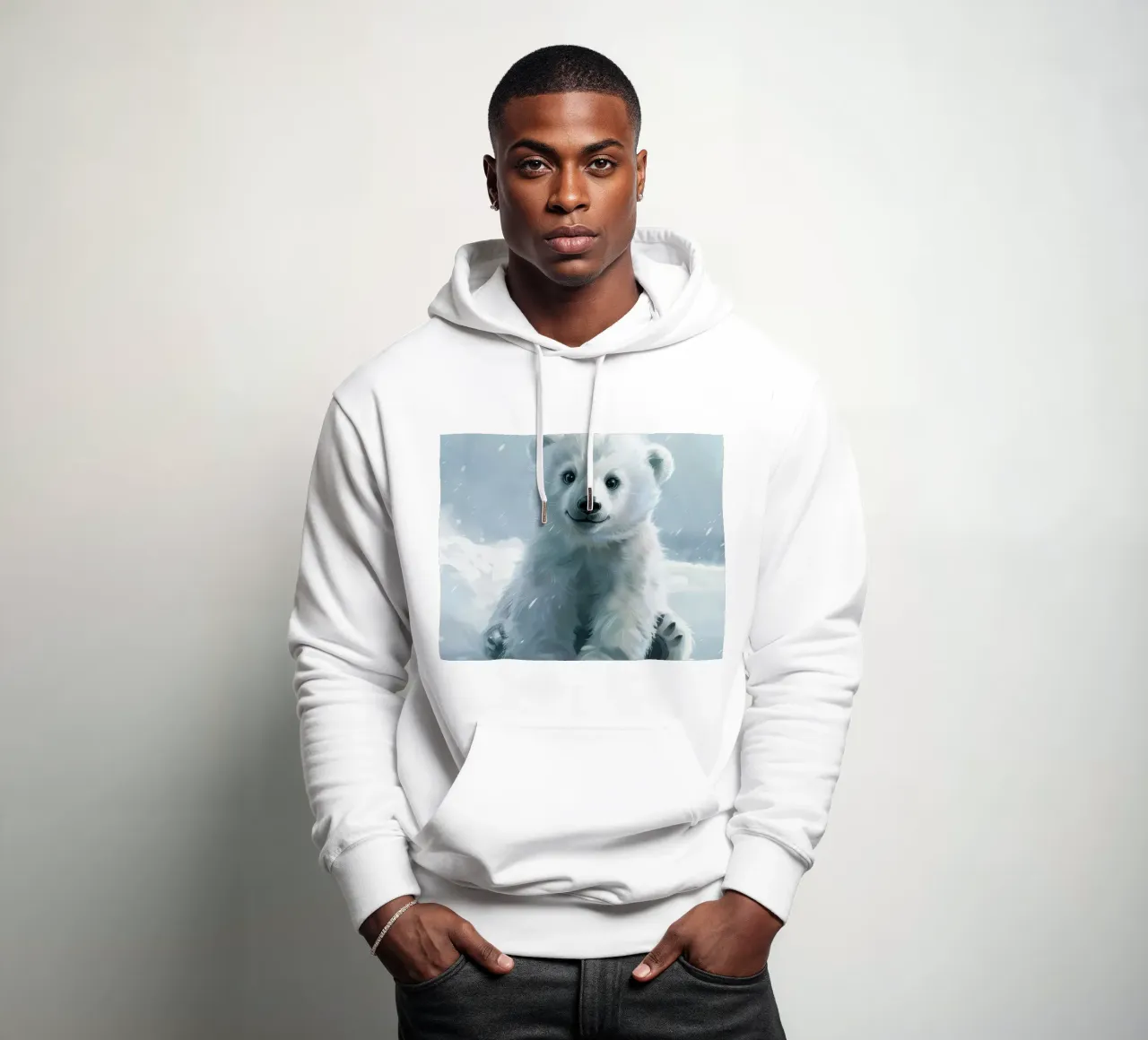 Un cucciolo di orso polare felice che gioca sul ghiaccio e sulla neve nell'Artico felpa con cappuccio da DesignDoodle