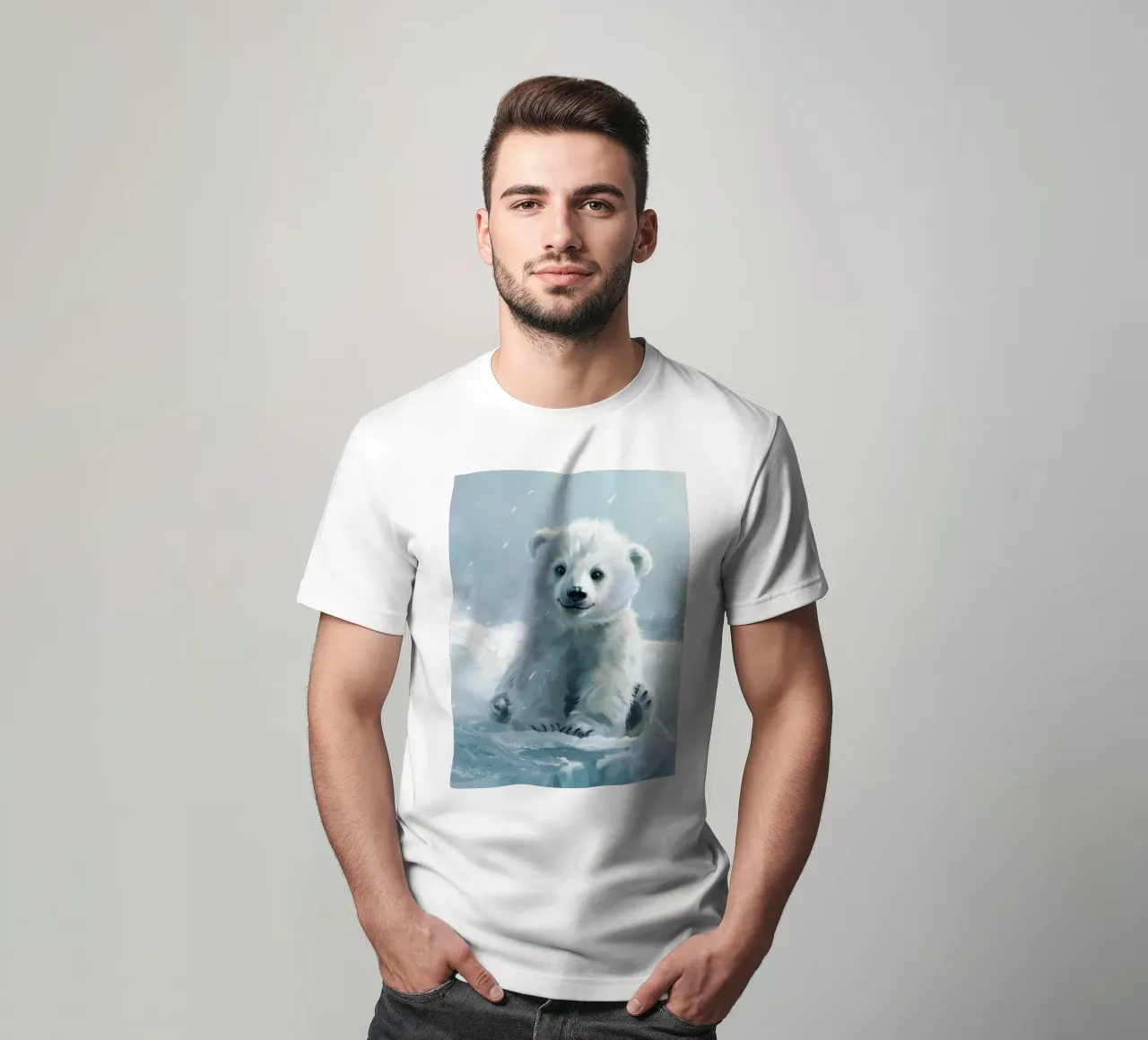 Un cucciolo di orso polare felice che gioca sul ghiaccio e sulla neve nell'Artico t-shirt da DesignDoodle
