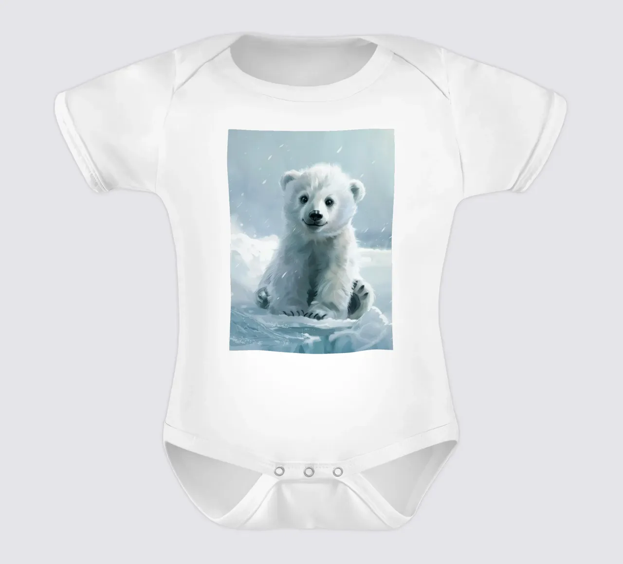 Un cucciolo di orso polare felice che gioca sul ghiaccio e sulla neve nell'Artico body neonato maniche corte da DesignDoodle