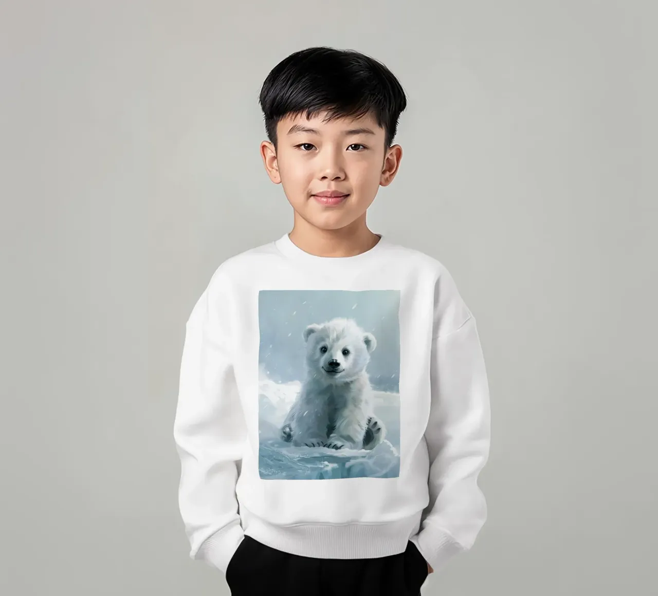 Un cucciolo di orso polare felice che gioca sul ghiaccio e sulla neve nell'Artico felpa bambino da DesignDoodle