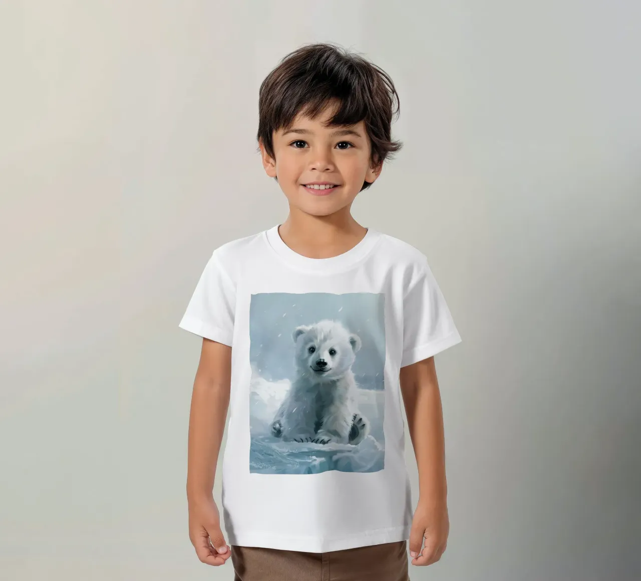 Un cucciolo di orso polare felice che gioca sul ghiaccio e sulla neve nell'Artico t-shirt bambini da DesignDoodle