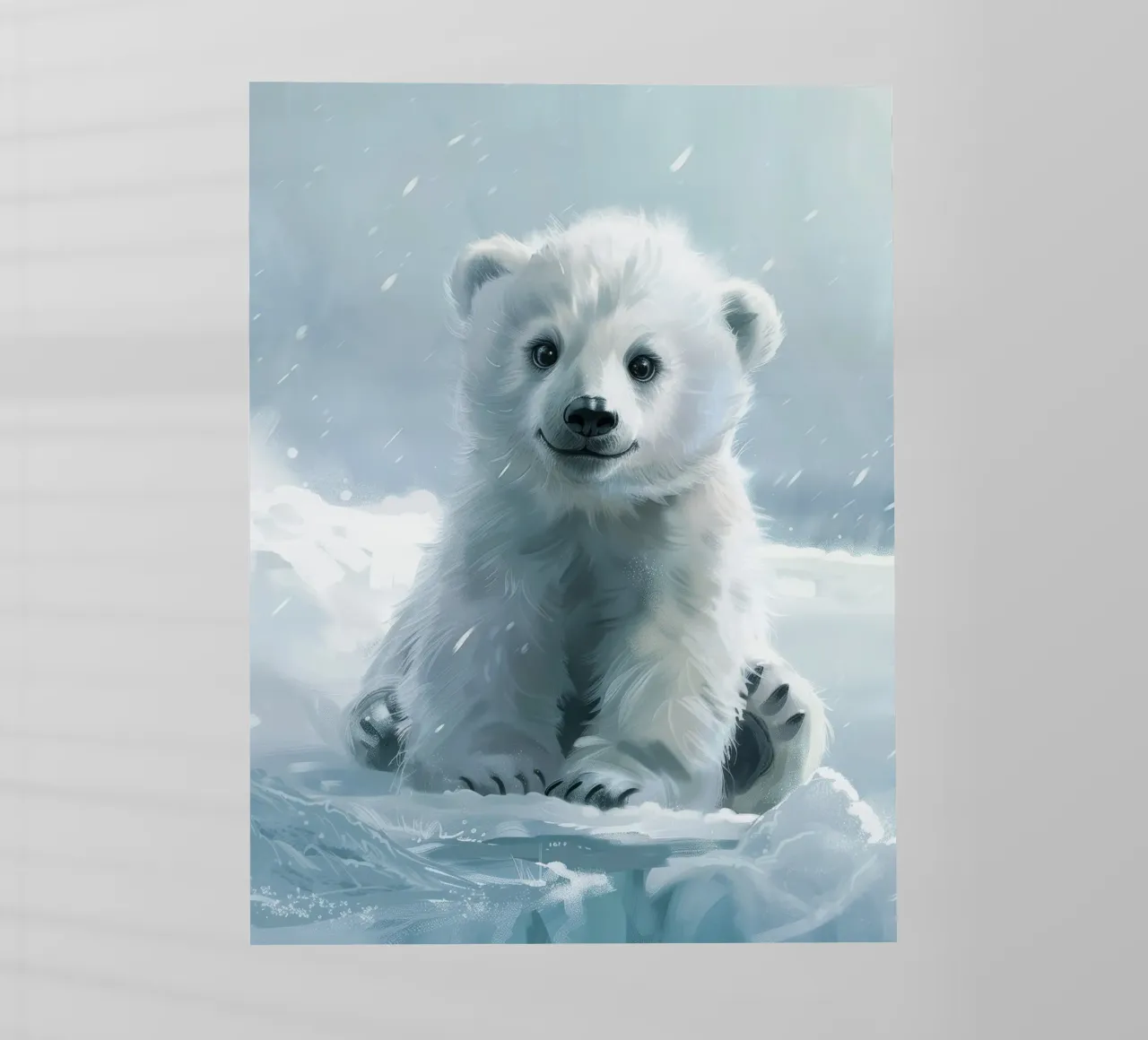 Un cucciolo di orso polare felice che gioca sul ghiaccio e sulla neve nell'Artico pellicola backlit da DesignDoodle
