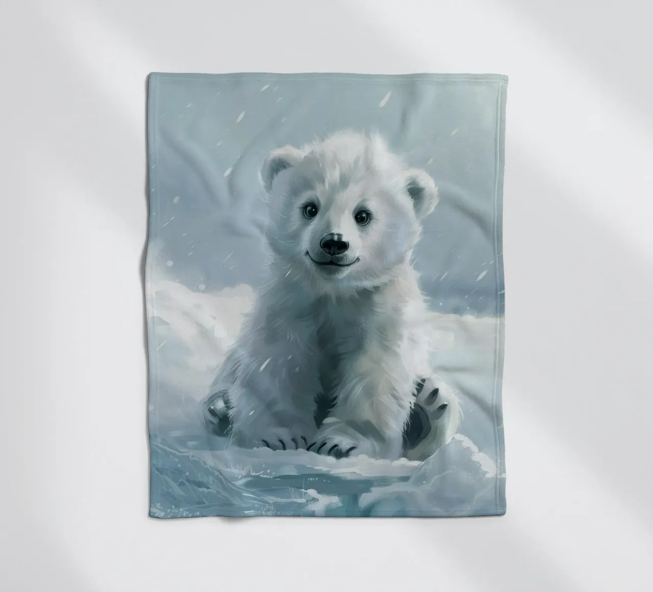 Un cucciolo di orso polare felice che gioca sul ghiaccio e sulla neve nell'Artico coperta in pile da DesignDoodle
