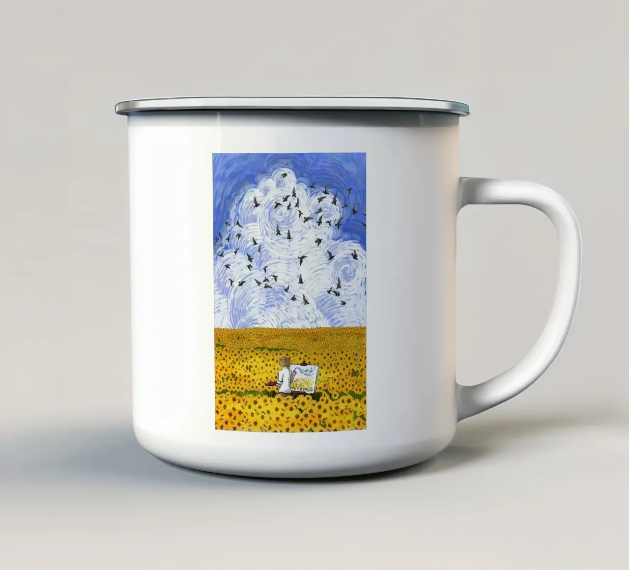 campo di girasoli tazza in smalto da cloud shop