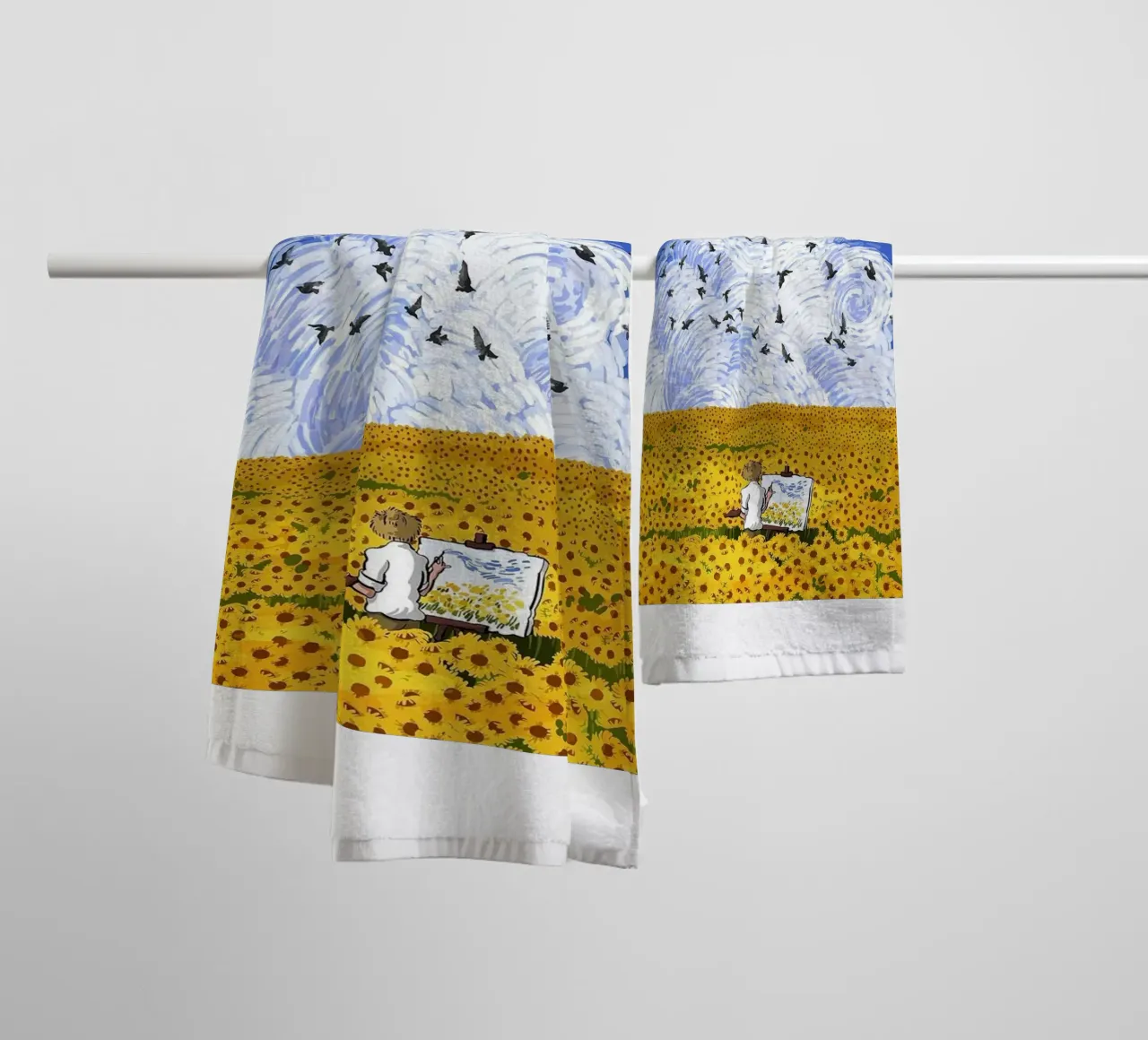 sunflower field towel by cloud shop
