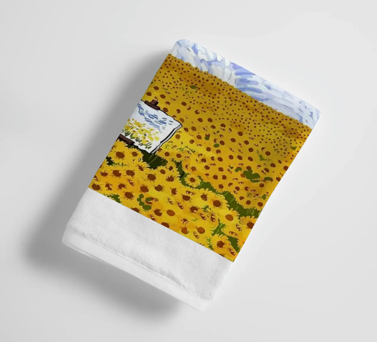sunflower field towel by cloud shop