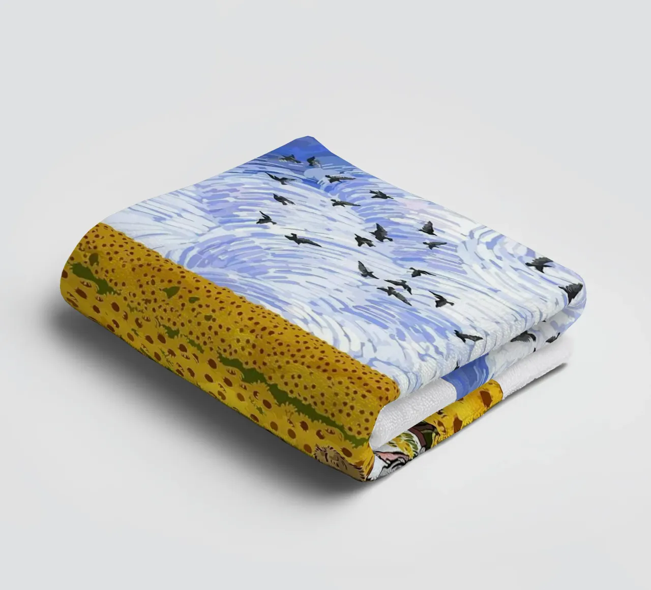 sunflower field towel by cloud shop