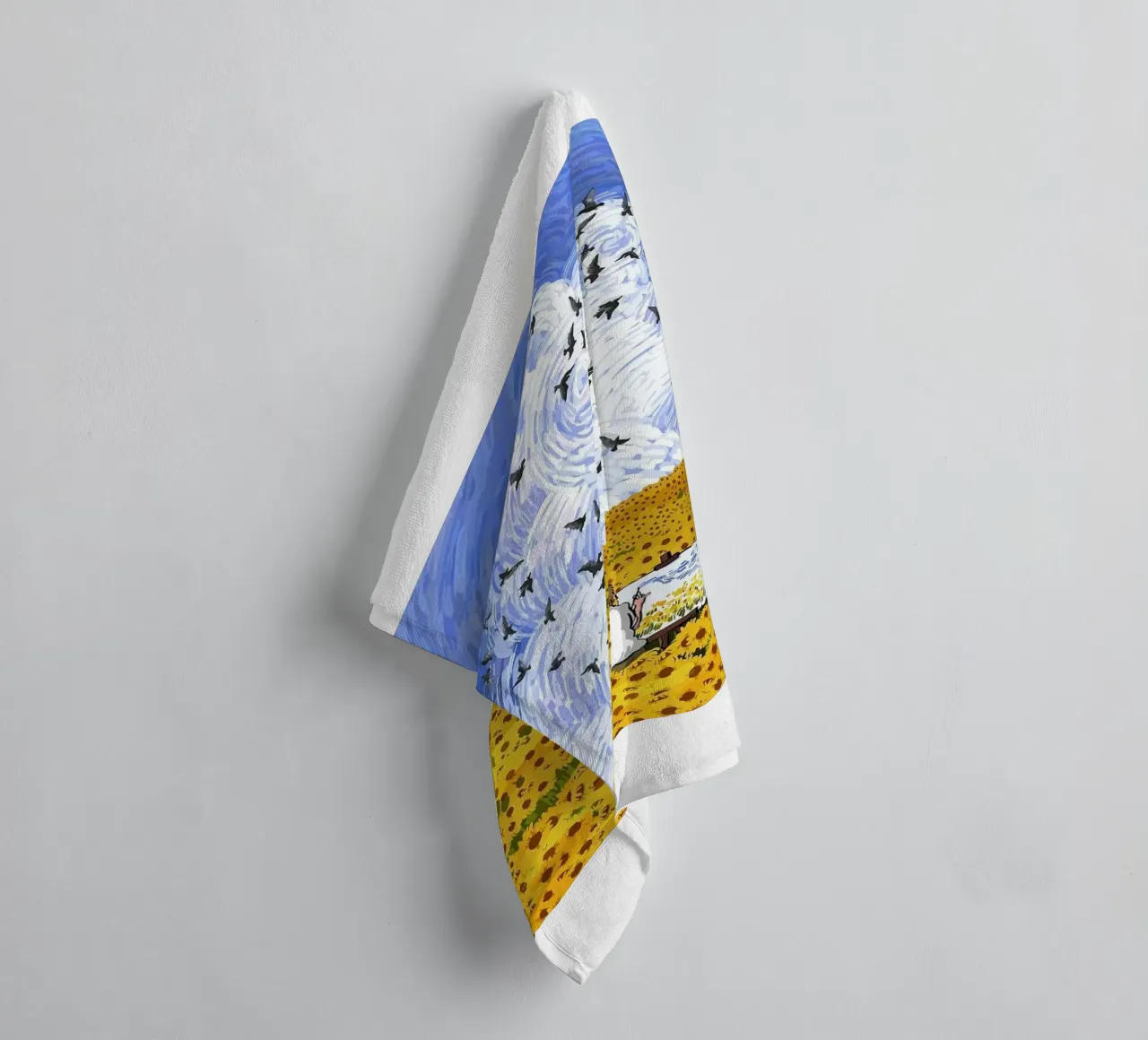 sunflower field towel by cloud shop