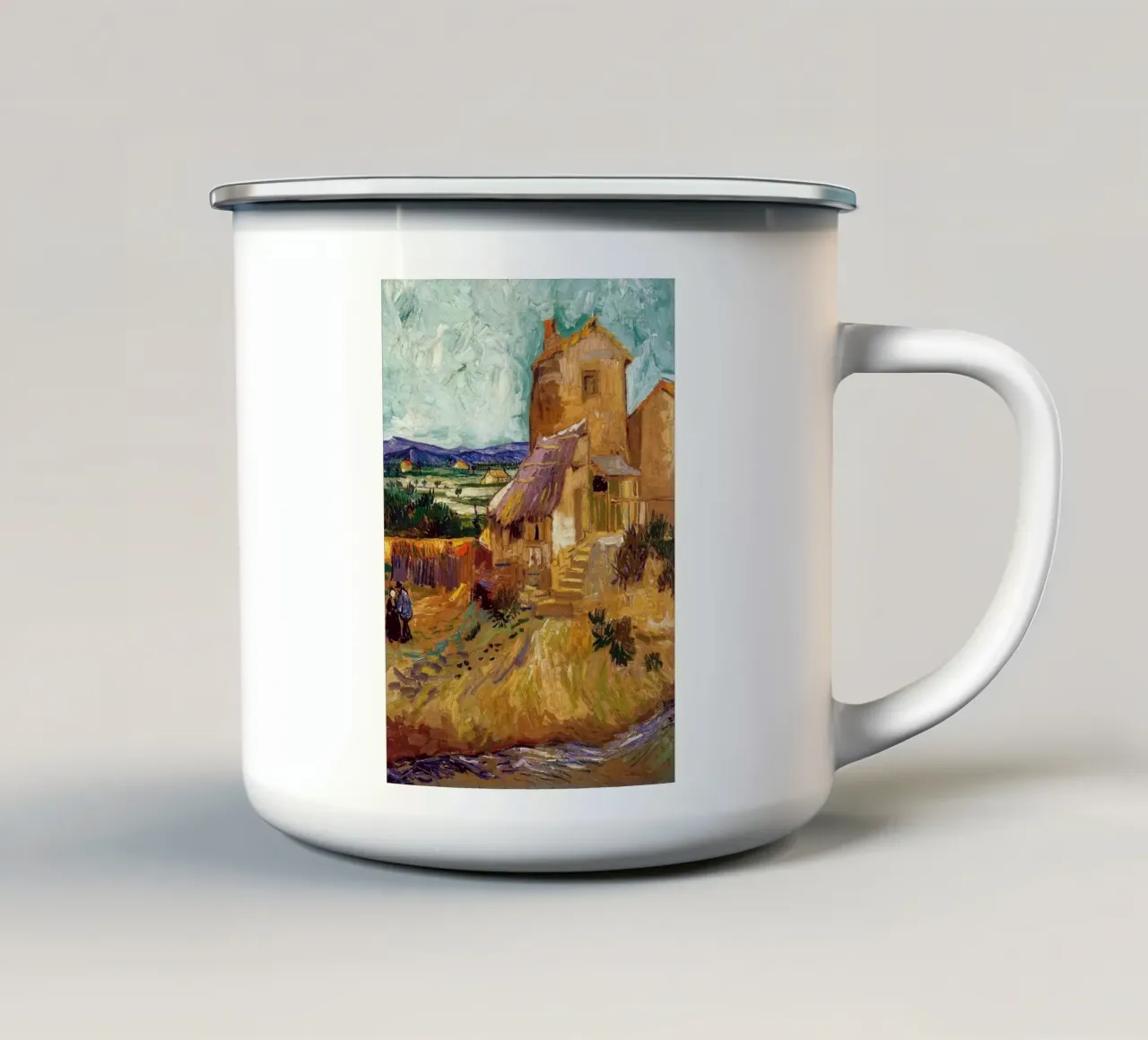 pittura ad olio con tetto di paglia tazza in smalto da cloud shop