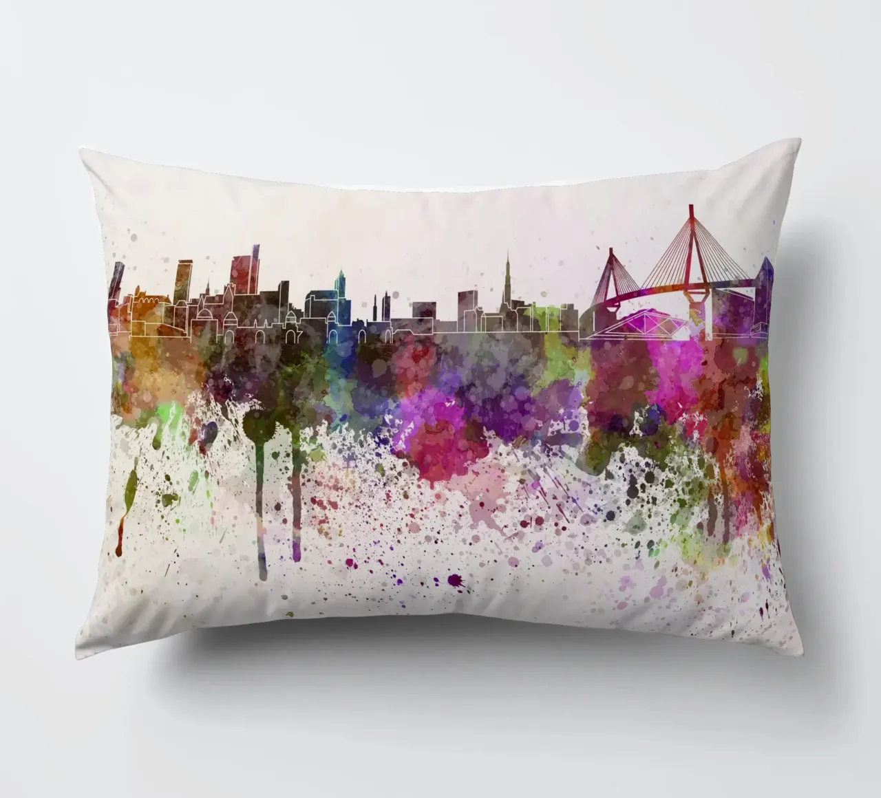 Lo skyline di Amburgo cuscino da Point and Art