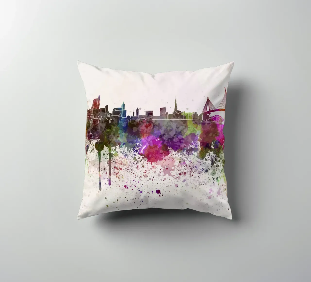 Lo skyline di Amburgo cuscino da Point and Art